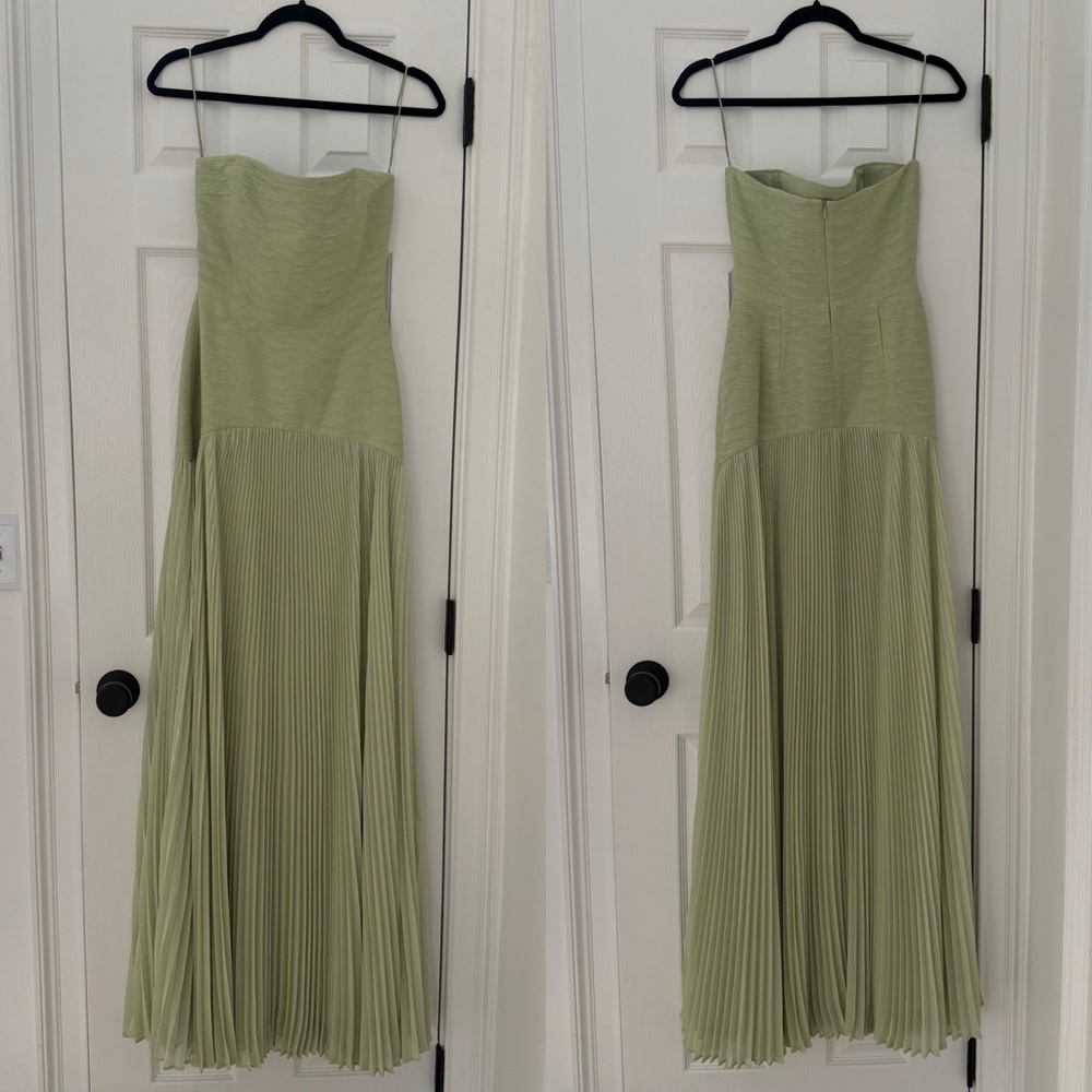 ALEXIS Sunniva Strapless Pleated Maxi Dress Gown Sage Green NEW with tag - Picture 3 of 14